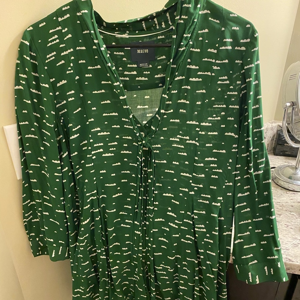 Anthropologie 3/4 sleeve Green Blouse